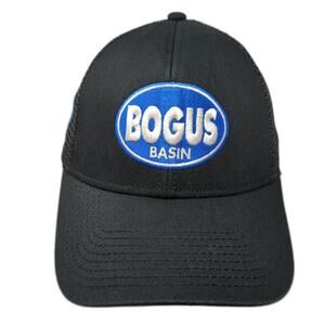 Bogus Basin Strapback Trucker Hat Black One Size Adjustable Fahrenheit Headwear